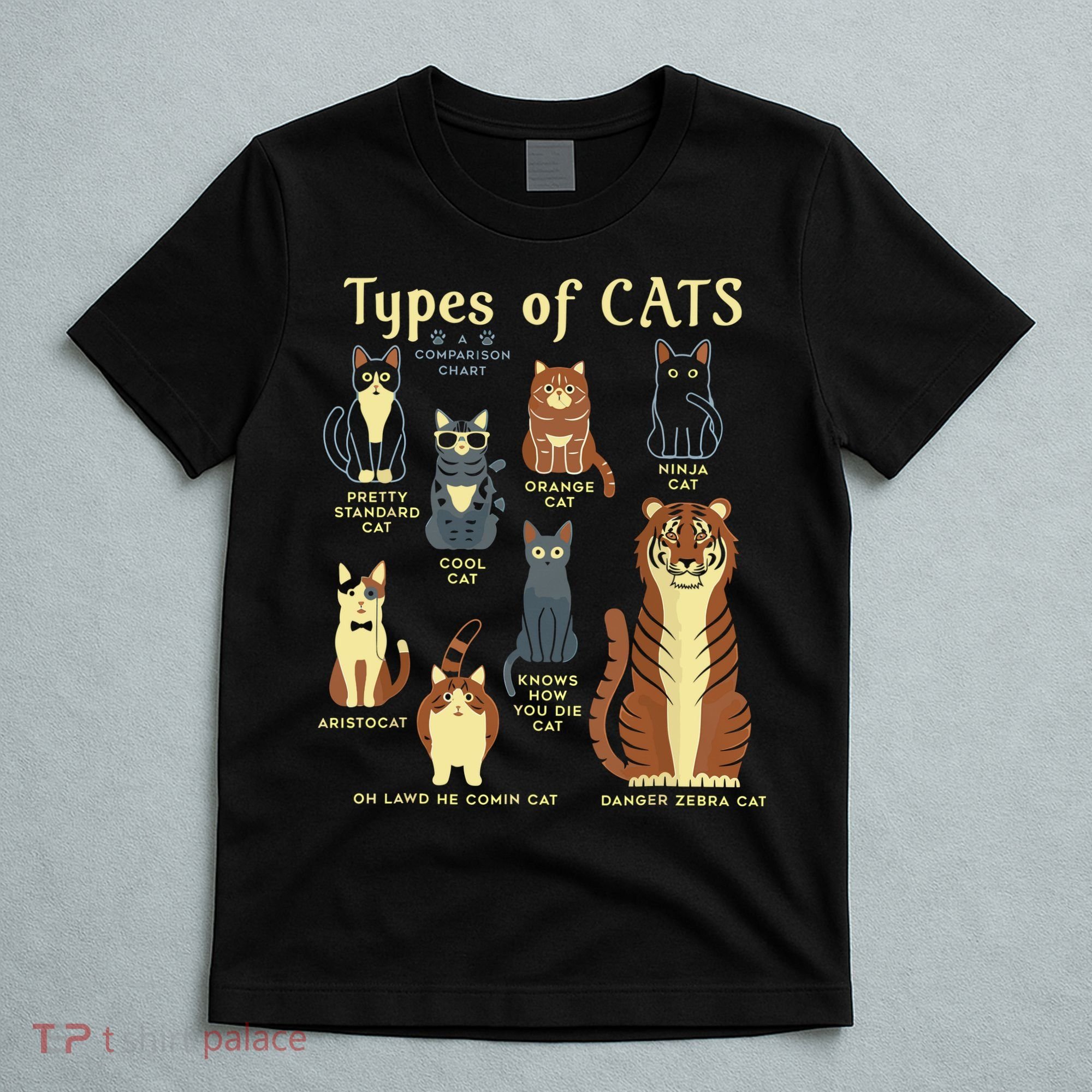 Types Of Cat Funny Comparison Cat Pet Lover Owner T-Shirt