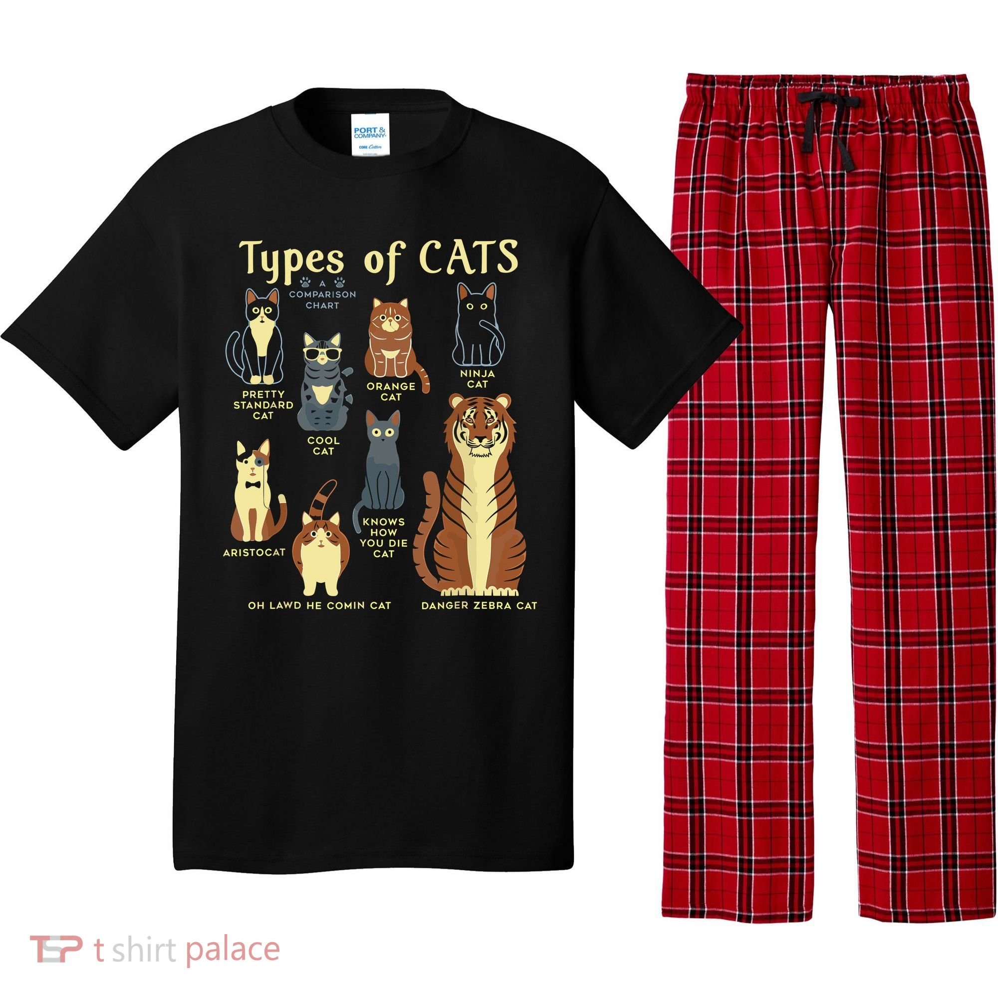 Types Of Cat Funny Comparison Cat Pet Lover Owner Pajama Set