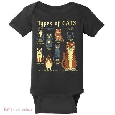 Types Of Cat Funny Comparison Cat Pet Lover Owner Baby Bodysuit
