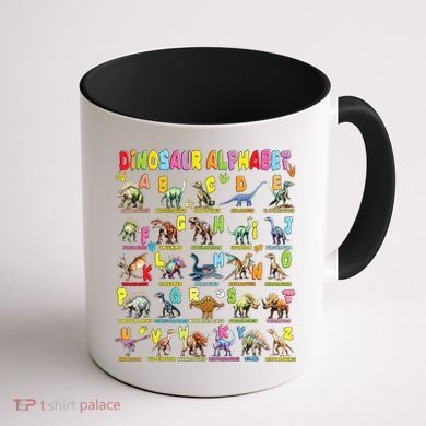 Types Of Dinosaurs Alphabet A-Z ABC Dino Coffee Mug back