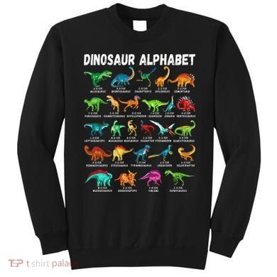 Types Of Dinosaurs Alphabet A Z ABC Dino Identification Sweatshirt
