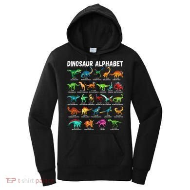 Types Of Dinosaurs Alphabet A Z ABC Dino Identification Women's Hoodie