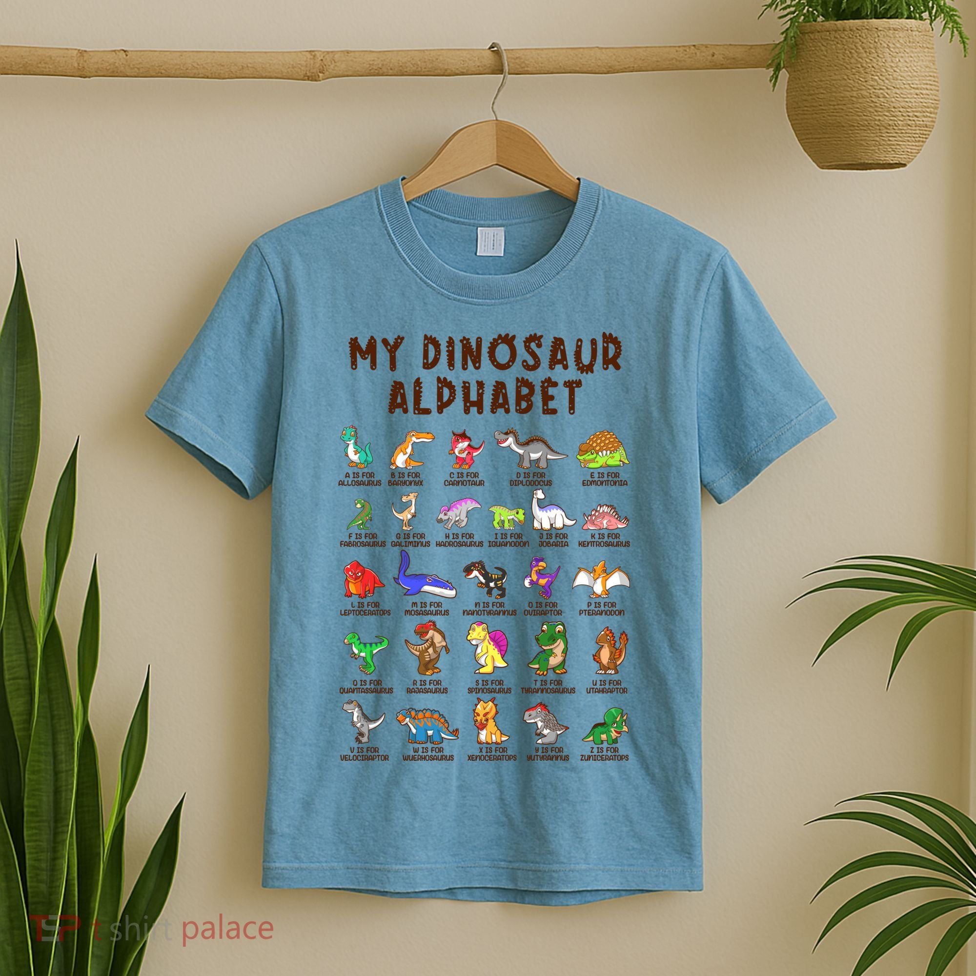 Types Of Dinosaurs Alphabet Dino Identification Meaningful Gift T-Shirt