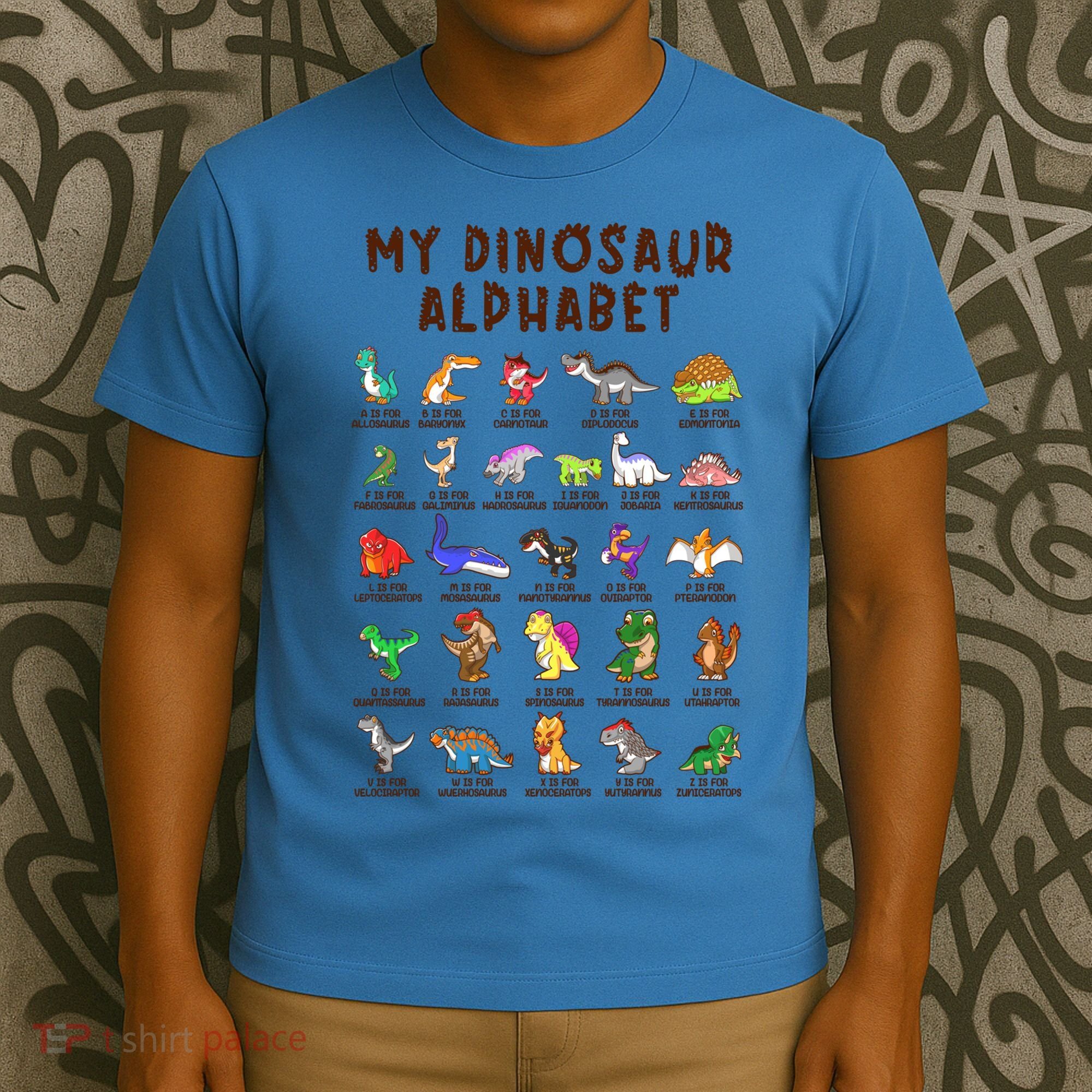 Types Of Dinosaurs Alphabet Dino Identification Meaningful Gift T-Shirt