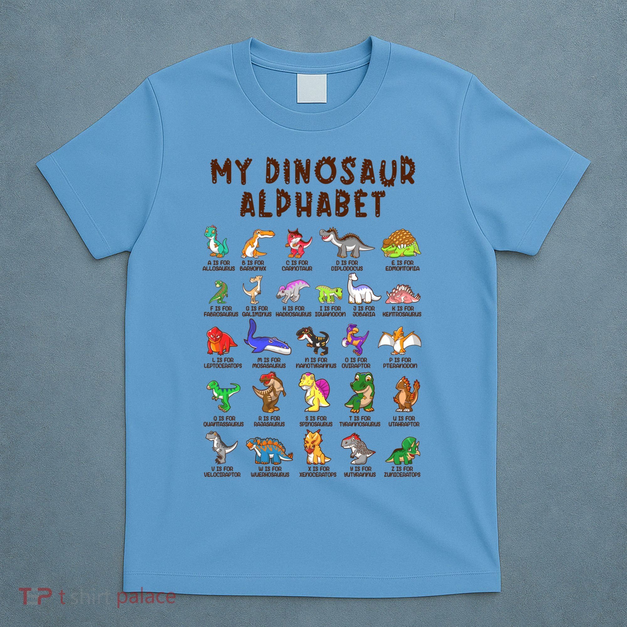 Types Of Dinosaurs Alphabet Dino Identification Meaningful Gift T-Shirt
