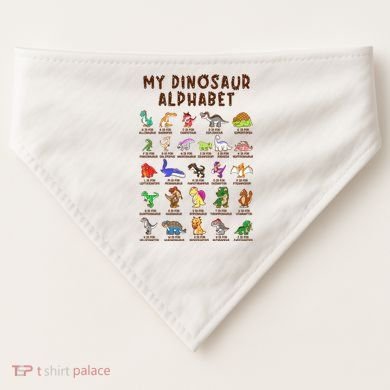 Types Of Dinosaurs Alphabet Dino Identification Meaningful Gift USA-Made Doggie Bandana