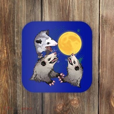 Three Opossum Dead Moon Possum Funny Gift Costumes Dults Gift Coaster