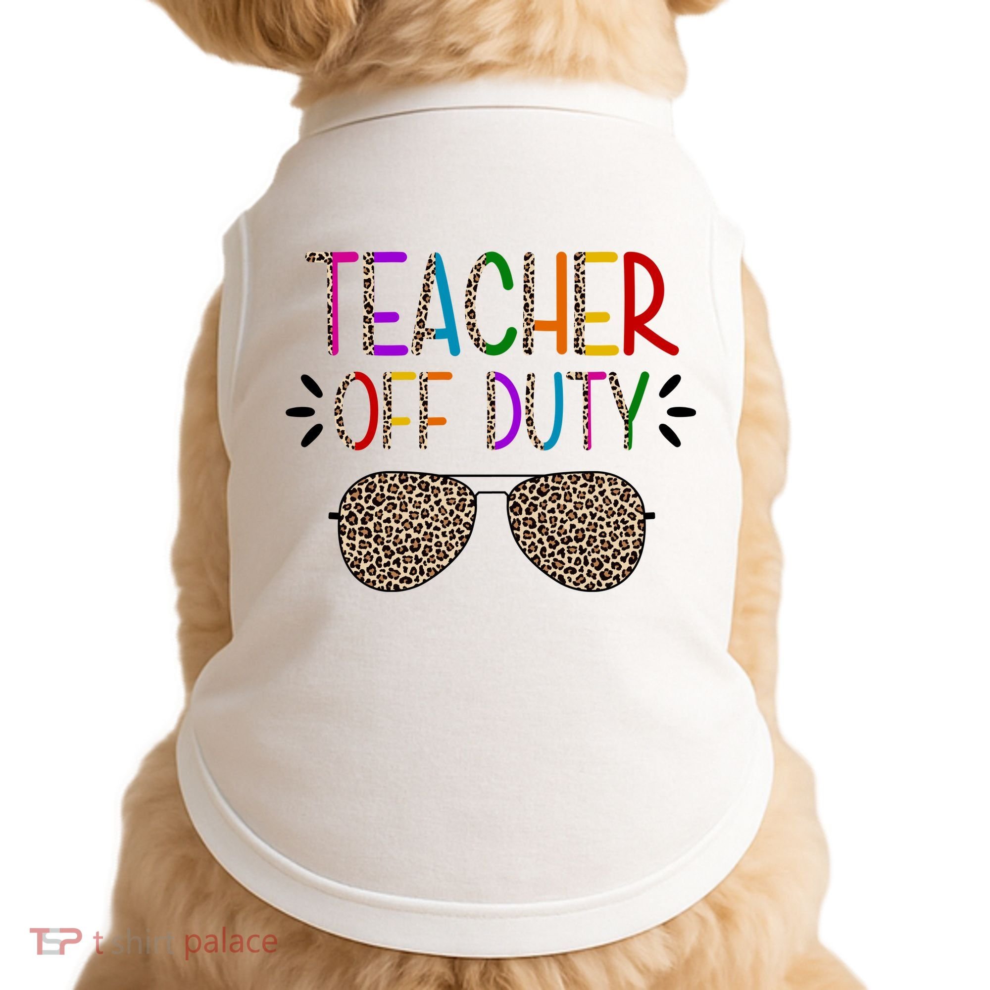 Teacher Off Duty Summer Break Cheetah Doggie Tank
