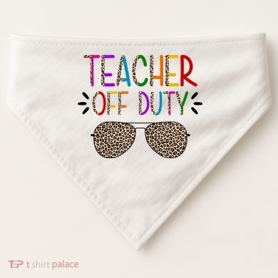 Teacher Off Duty Summer Break Cheetah USA-Made Doggie Bandana