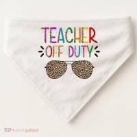 Teacher Off Duty Summer Break Cheetah USA-Made Doggie Bandana thumb 0