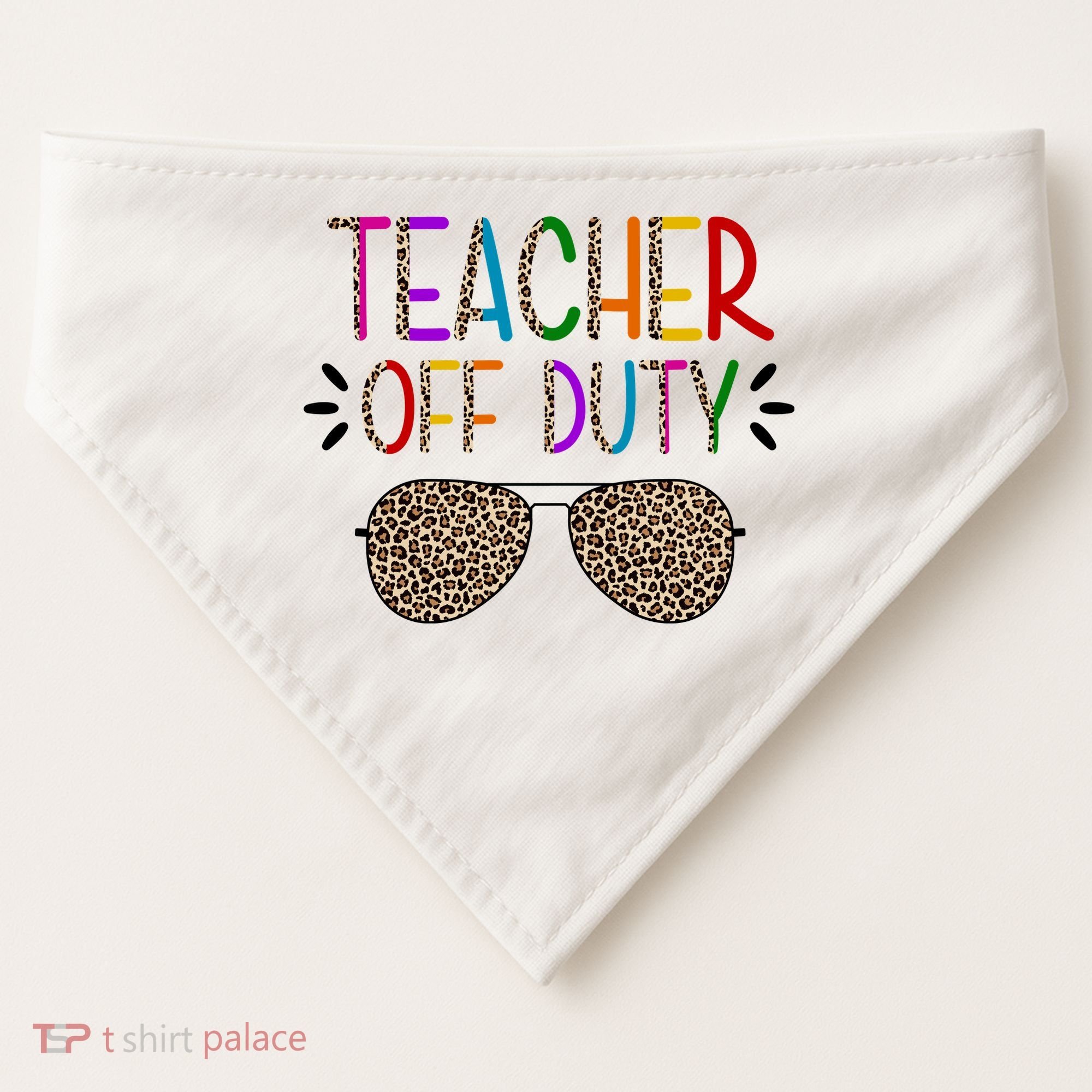 Teacher Off Duty Summer Break Cheetah USA-Made Doggie Bandana
