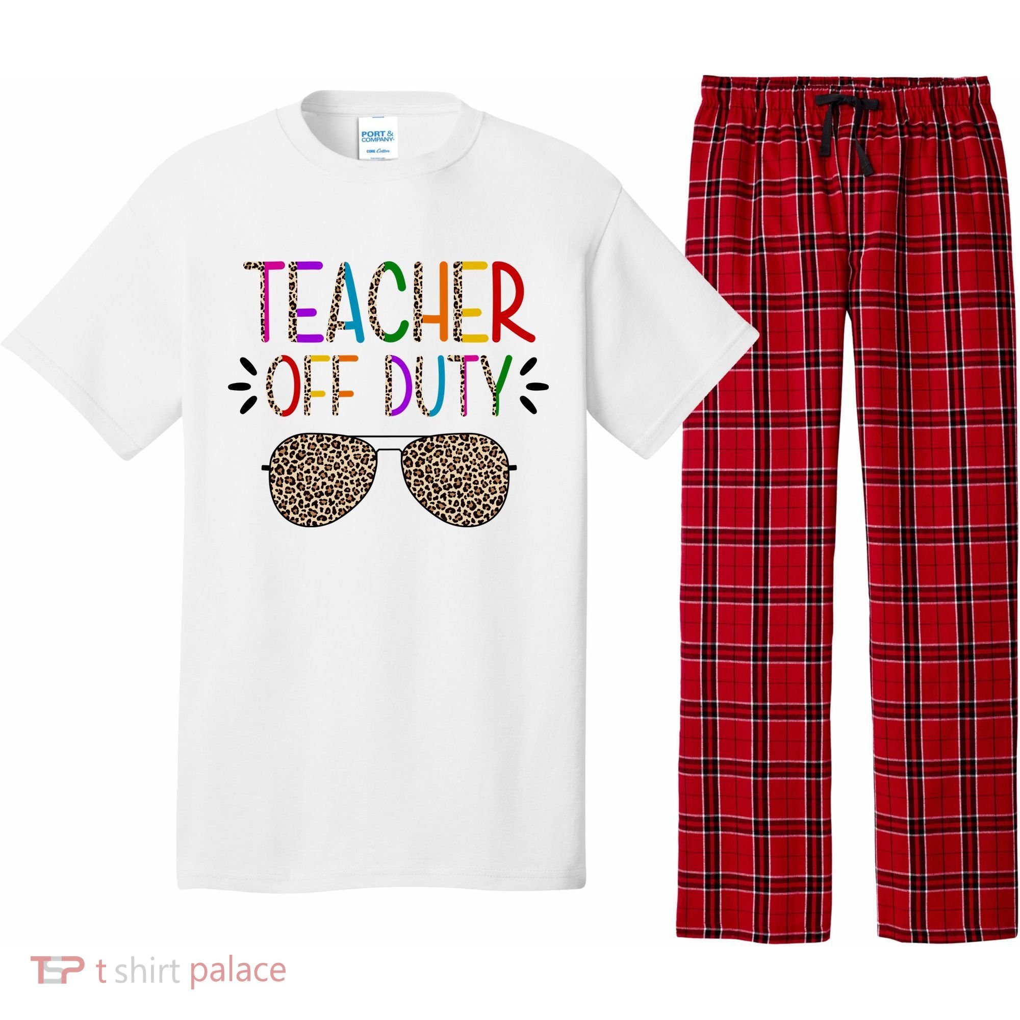 Teacher Off Duty Summer Break Cheetah Pajama Set