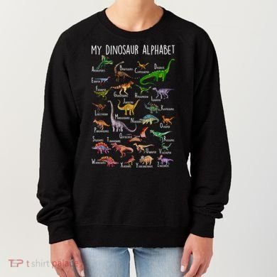 Types Of Dinosaurs Alphabet A Z Abc Dino Rex Identification Women's Sweatshirt