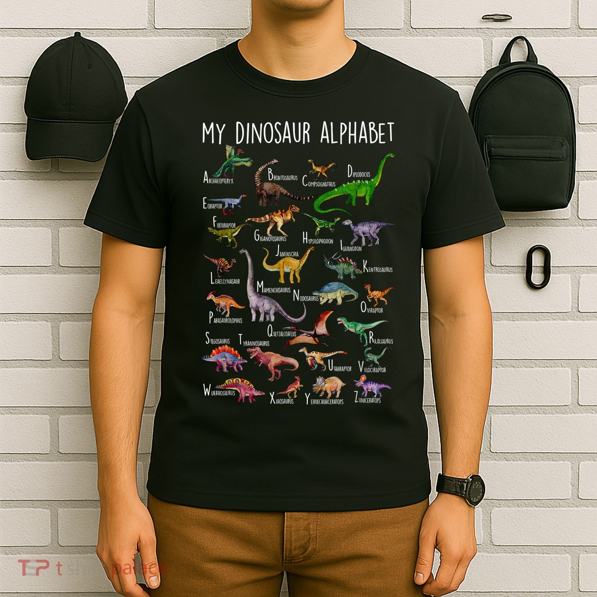 Types Of Dinosaurs Alphabet A Z Abc Dino Rex Identification T-Shirt