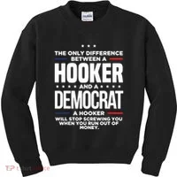 The Only Difference Between A Hooker And A Democrat Kids Sweatshirt thumb 0