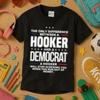 The Only Difference Between A Hooker And A Democrat Kids T-Shirt thumb 3