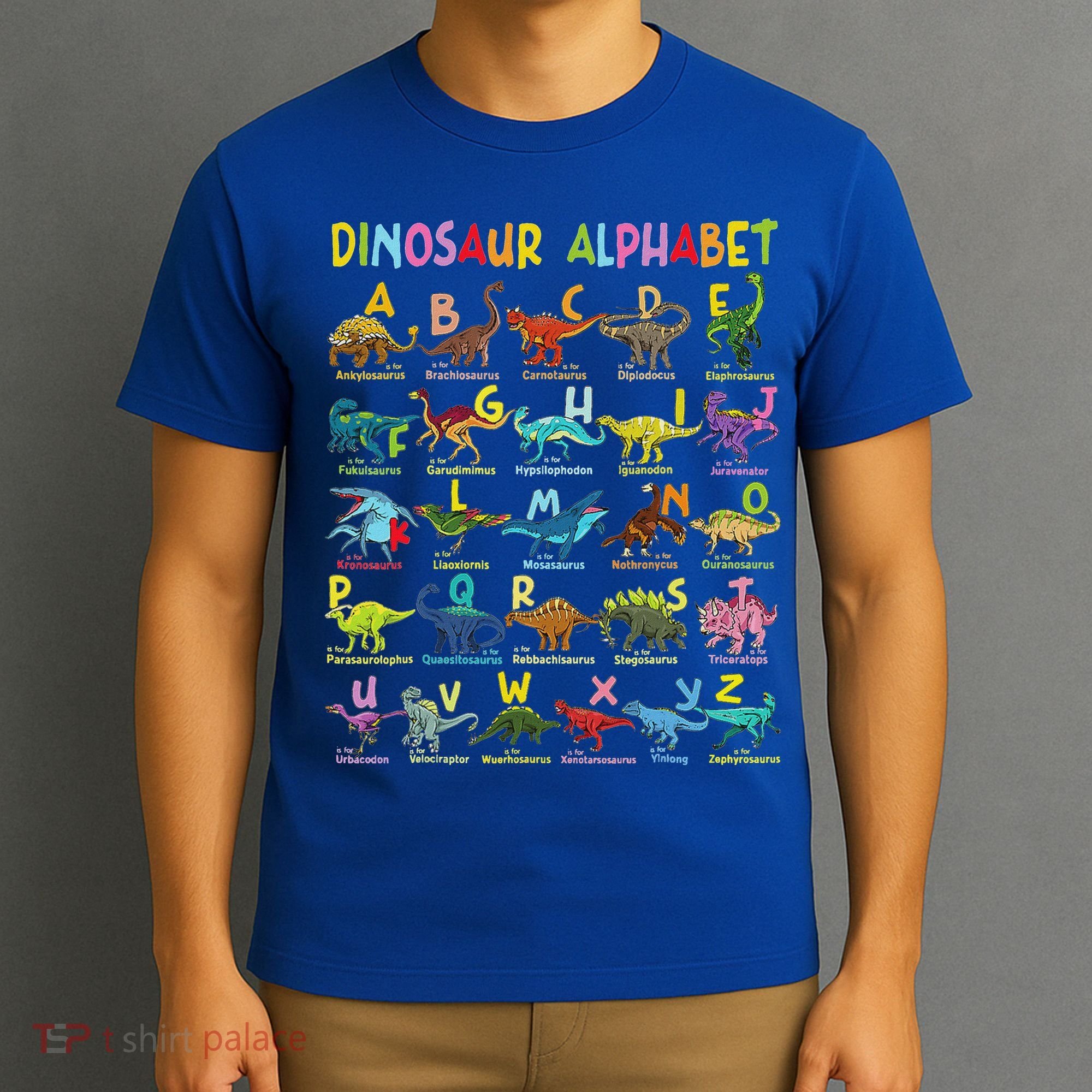 Types Of Dinosaurs Alphabet A Z ABC Dino Identification  T-Shirt