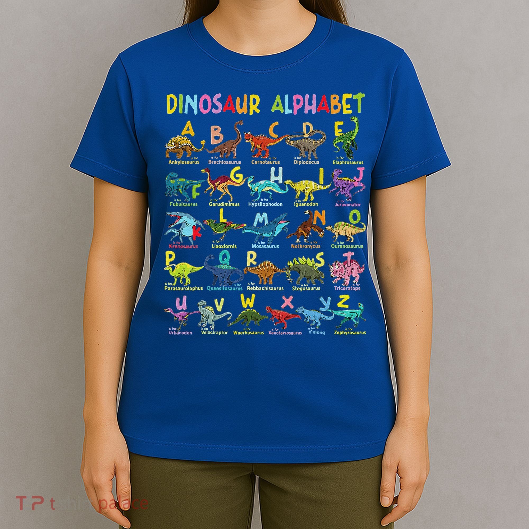 Types Of Dinosaurs Alphabet A Z ABC Dino Identification  T-Shirt