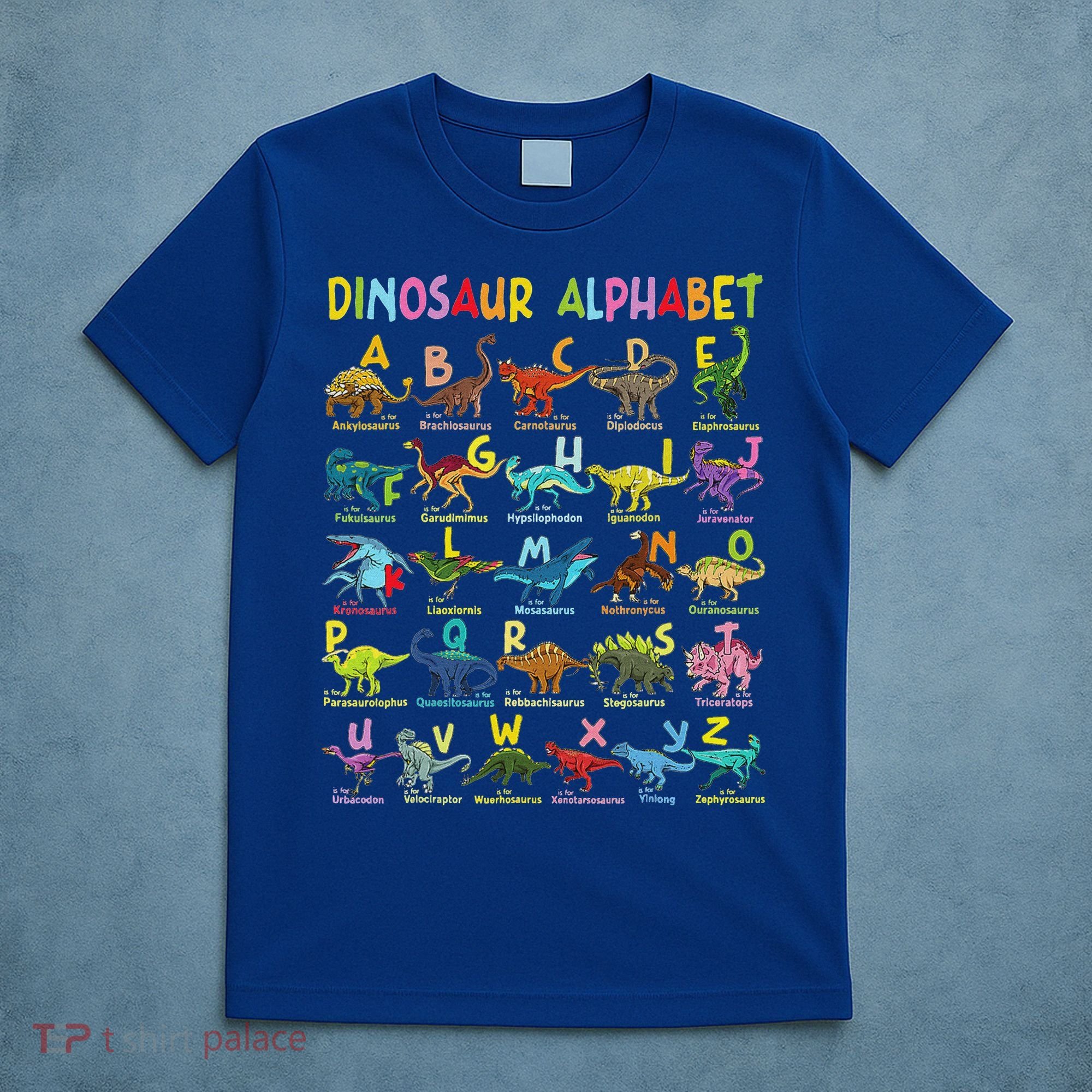 Types Of Dinosaurs Alphabet A Z ABC Dino Identification  T-Shirt
