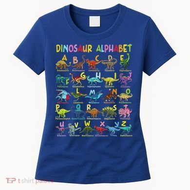 Types Of Dinosaurs Alphabet A Z ABC Dino Identification  Women's T-Shirt