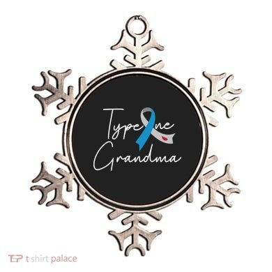 Type One Diabetes Grandma T1d Awareness Blue Grey Ribbon Gift Ornament