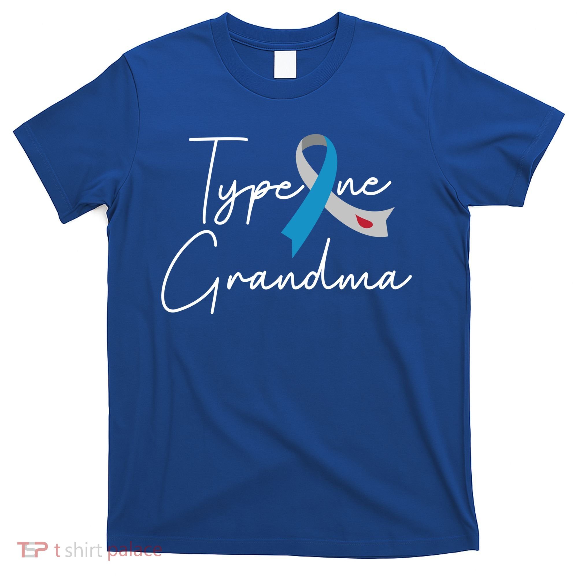 Type One Diabetes Grandma T1d Awareness Blue Grey Ribbon Gift T-Shirt