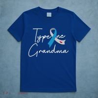 Type One Diabetes Grandma T1d Awareness Blue Grey Ribbon Gift T-Shirt thumb 5