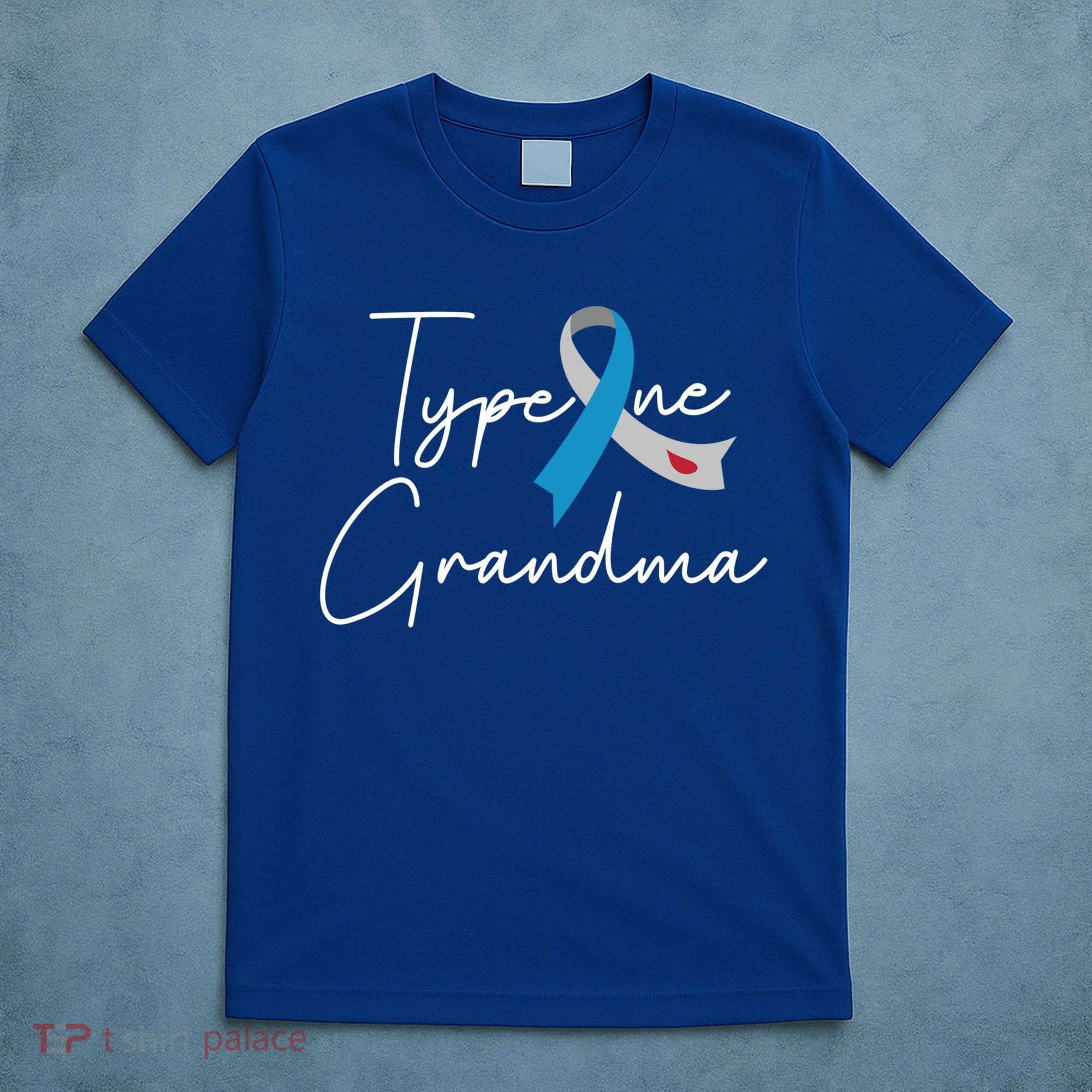 Type One Diabetes Grandma T1d Awareness Blue Grey Ribbon Gift T-Shirt
