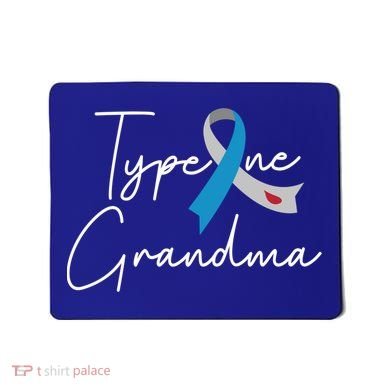 Type One Diabetes Grandma T1d Awareness Blue Grey Ribbon Gift Mousepad