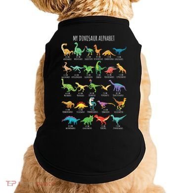 Types Of Dinosaurs Alphabet AZ ABC Dino Identification Short Sleeve Doggie Tank
