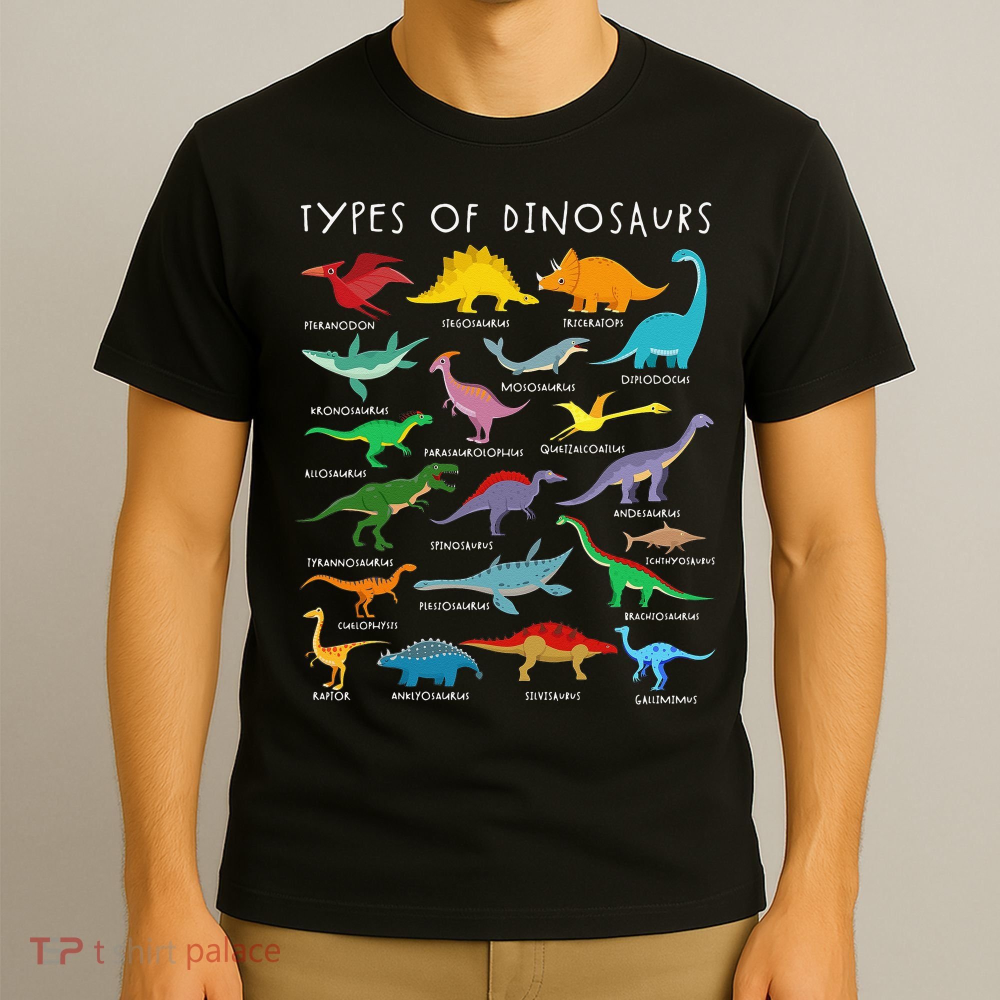 Types Of Dinosaurs Alphabet A-Z ABC Dino Identification T-Shirt