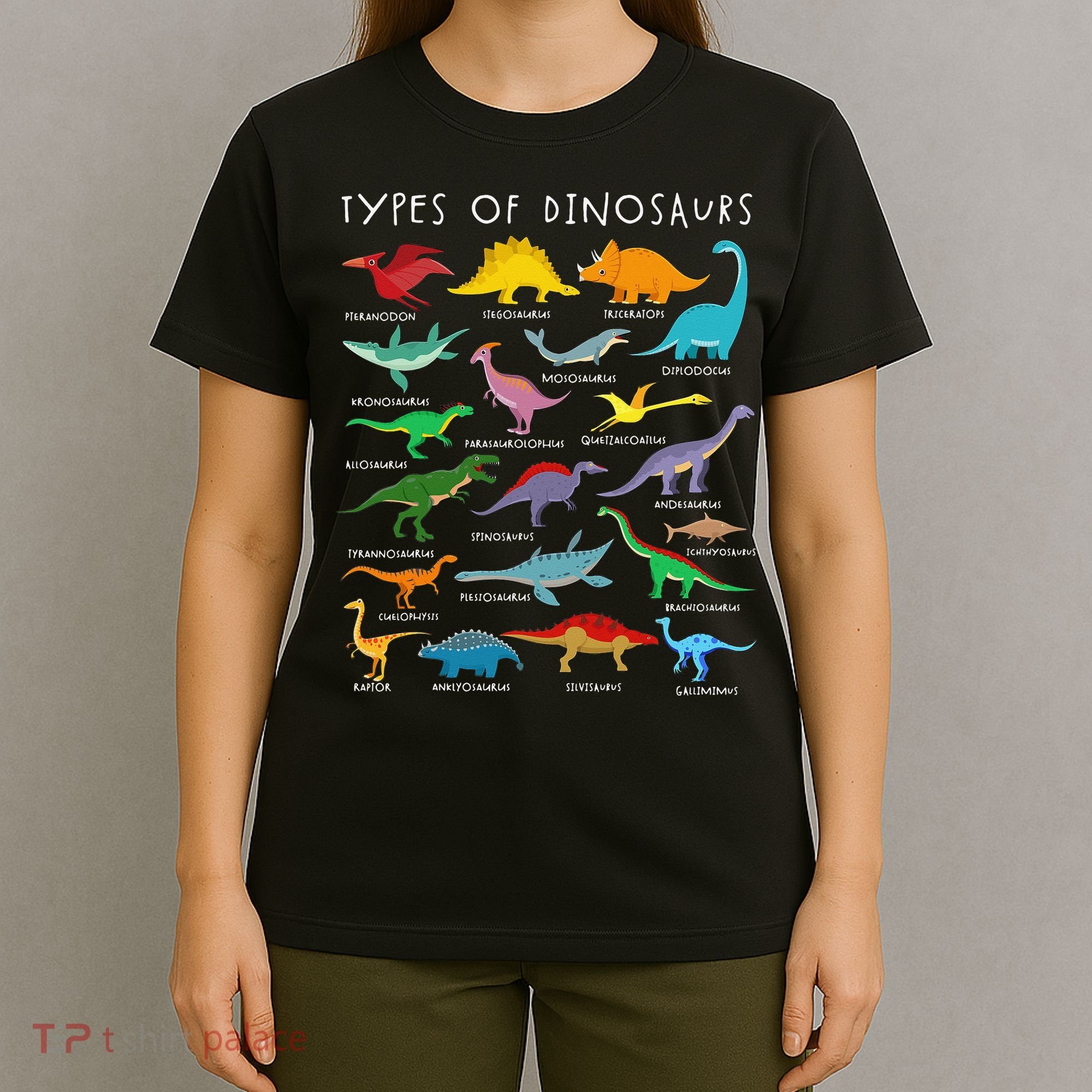 Types Of Dinosaurs Alphabet A-Z ABC Dino Identification T-Shirt
