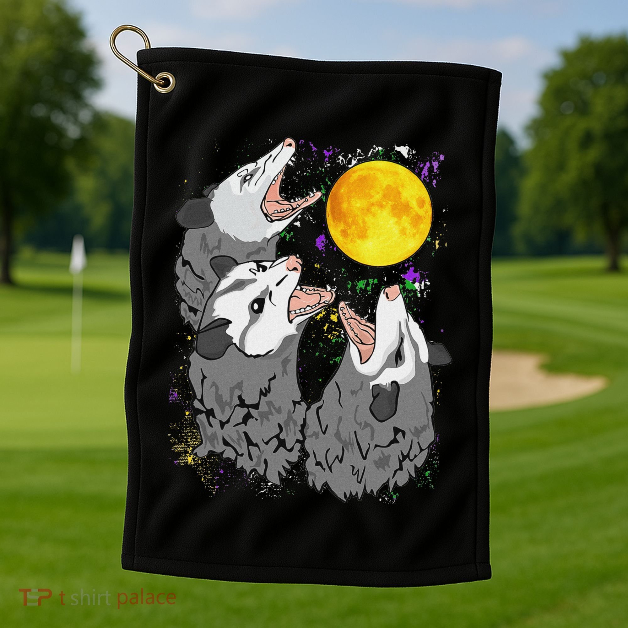 Three Opossum Dead Moon Possum Gifts Costumes Golf Towel