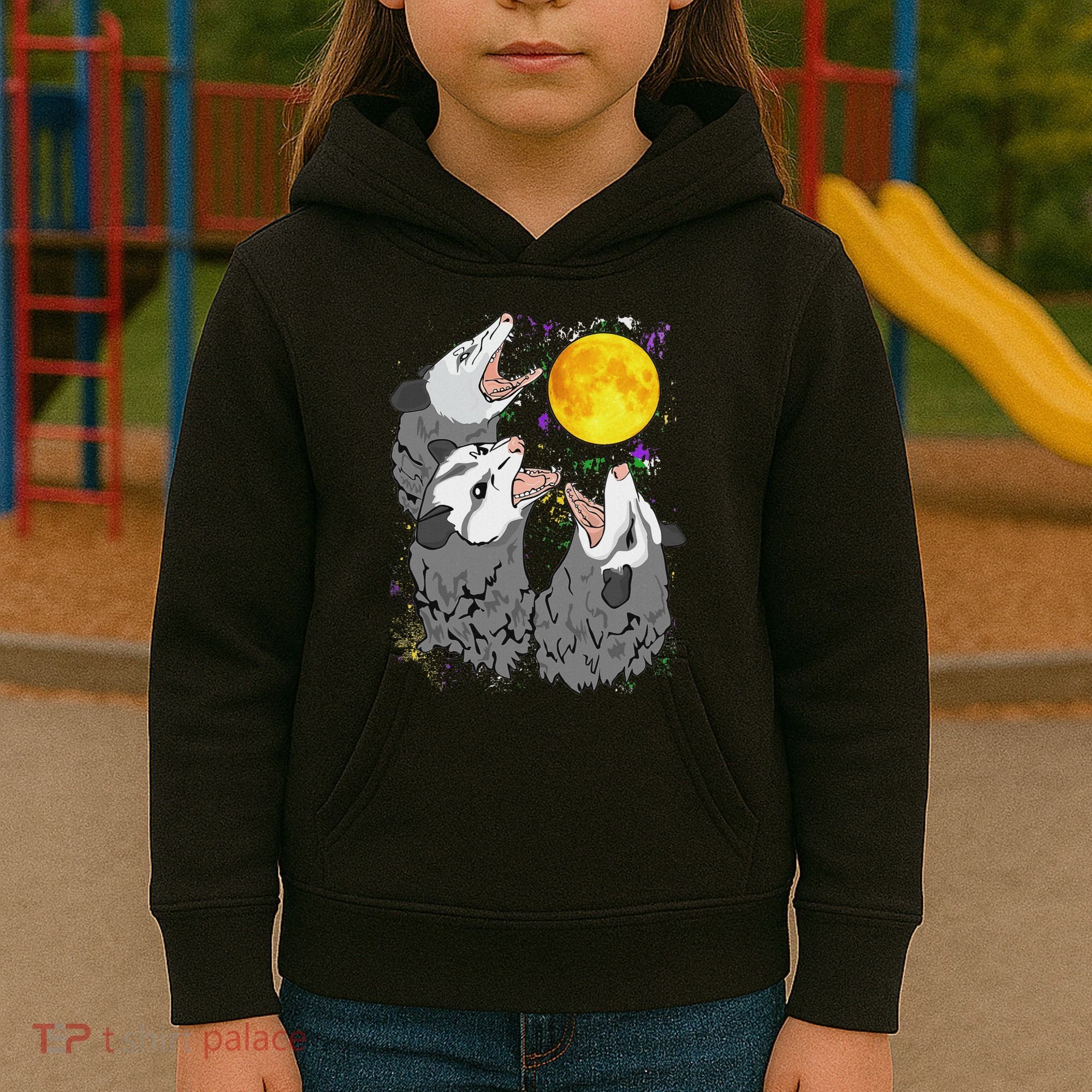 Three Opossum Dead Moon Possum Gifts Costumes Kids Hoodie