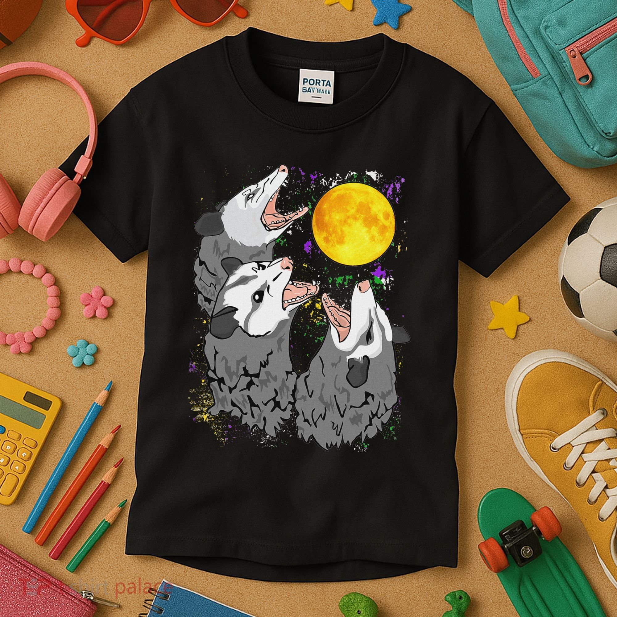 Three Opossum Dead Moon Possum Gifts Costumes Kids T-Shirt