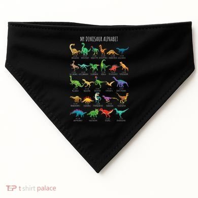 Types Of Dinosaurs Alphabet Az Abc Dino Identification USA-Made Doggie Bandana