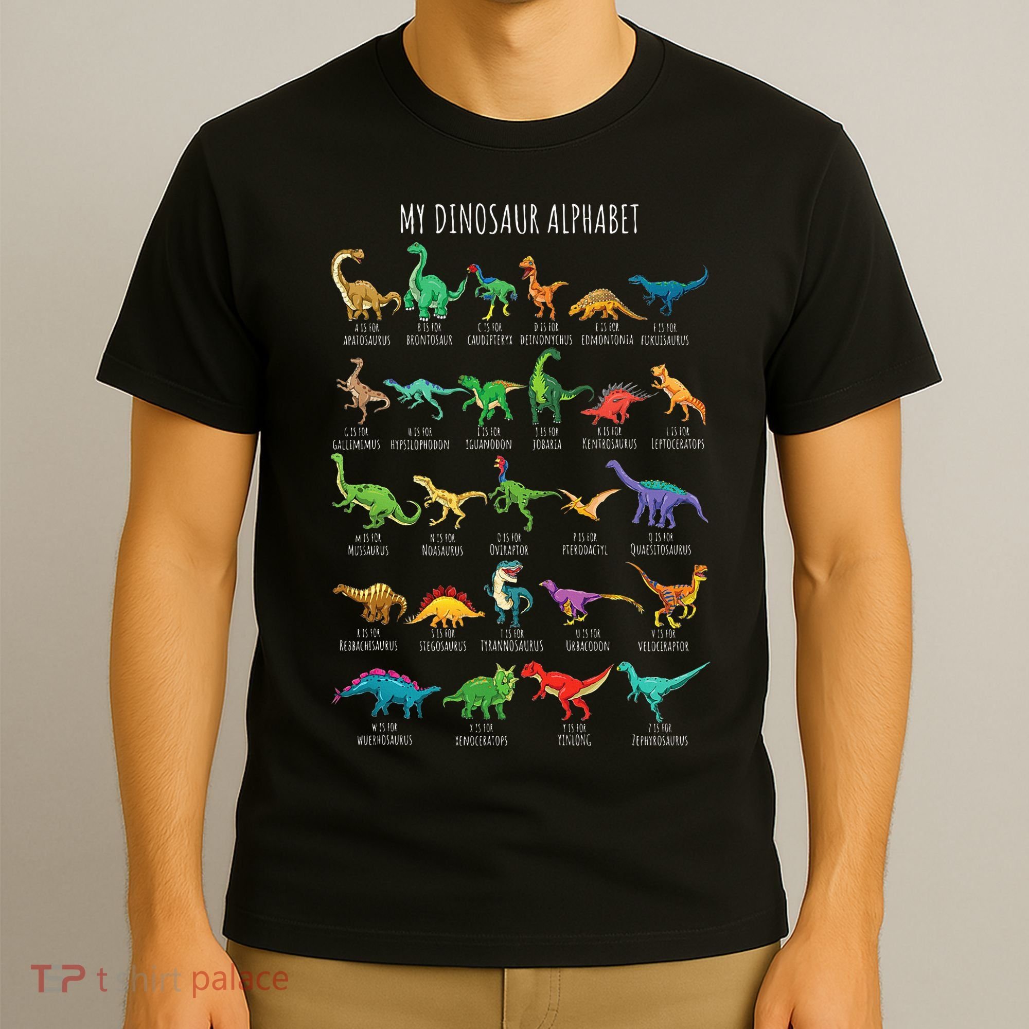 Types Of Dinosaurs Alphabet Az Abc Dino Identification T-Shirt