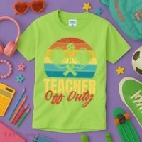 Teacher Off Duty Pickleball Kids T-Shirt thumb 3