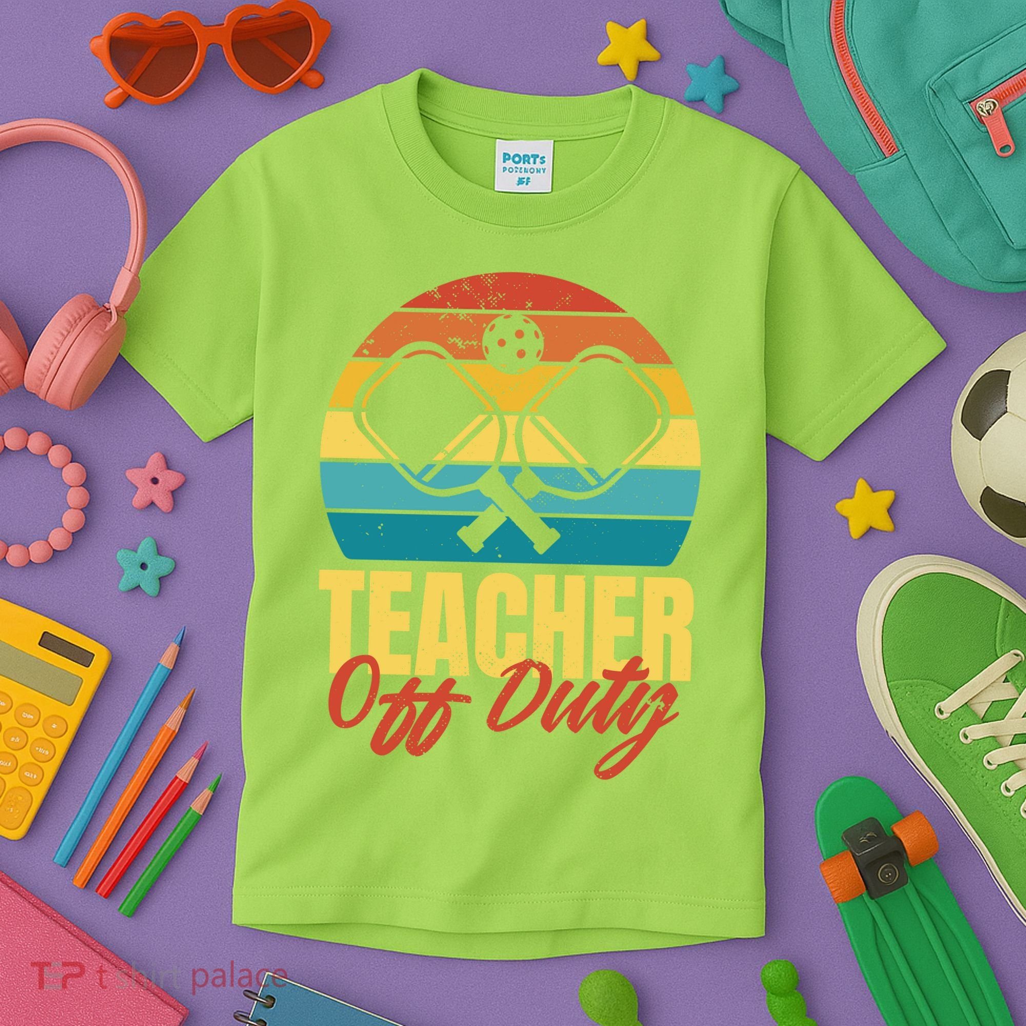 Teacher Off Duty Pickleball Kids T-Shirt
