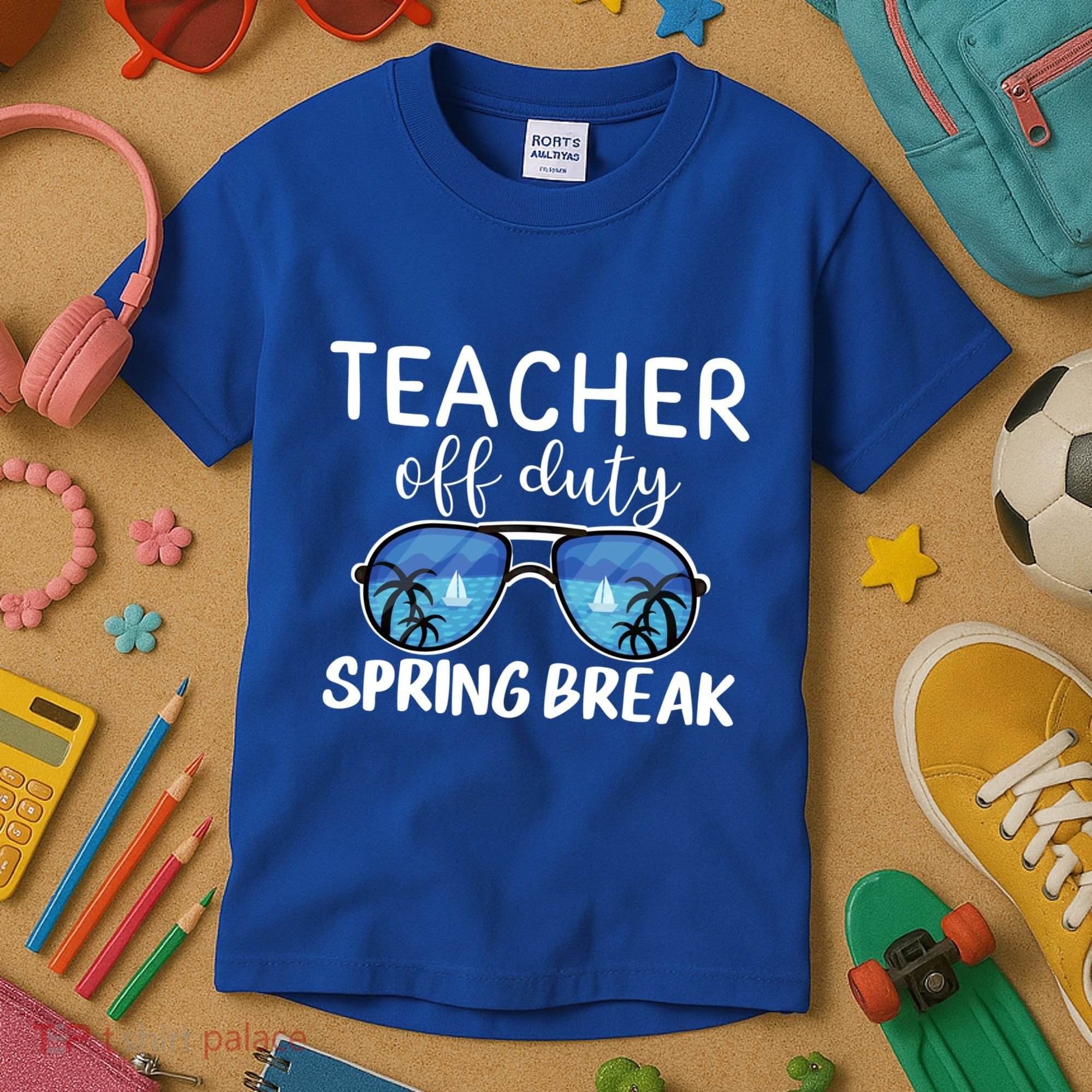 Teacher Off Duty Sunglasses Last Day Vacay Mode Spring Break Cute Gift Kids T-Shirt