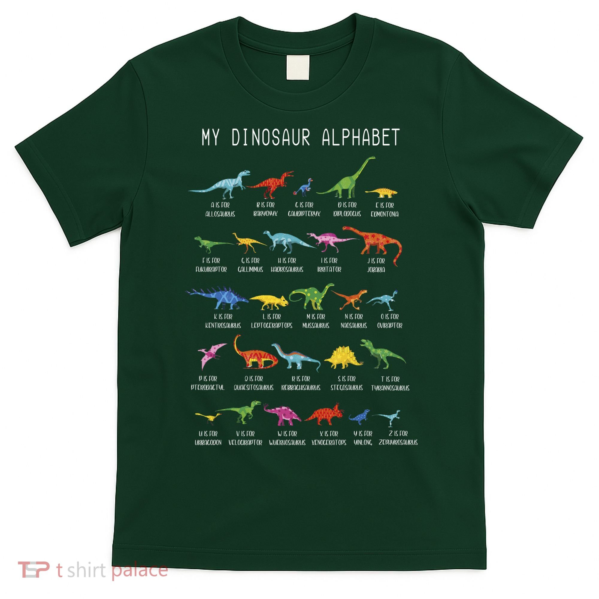 Types Of Dinosaurs Alphabet Dino Identification T-Shirt