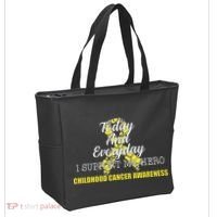 Today Everyday I Support My Hero Childhood Cancer Tote Bag thumb 2