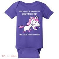 Today Is Not The Day Shank You Unicorn Horn Baby Bodysuit thumb 0