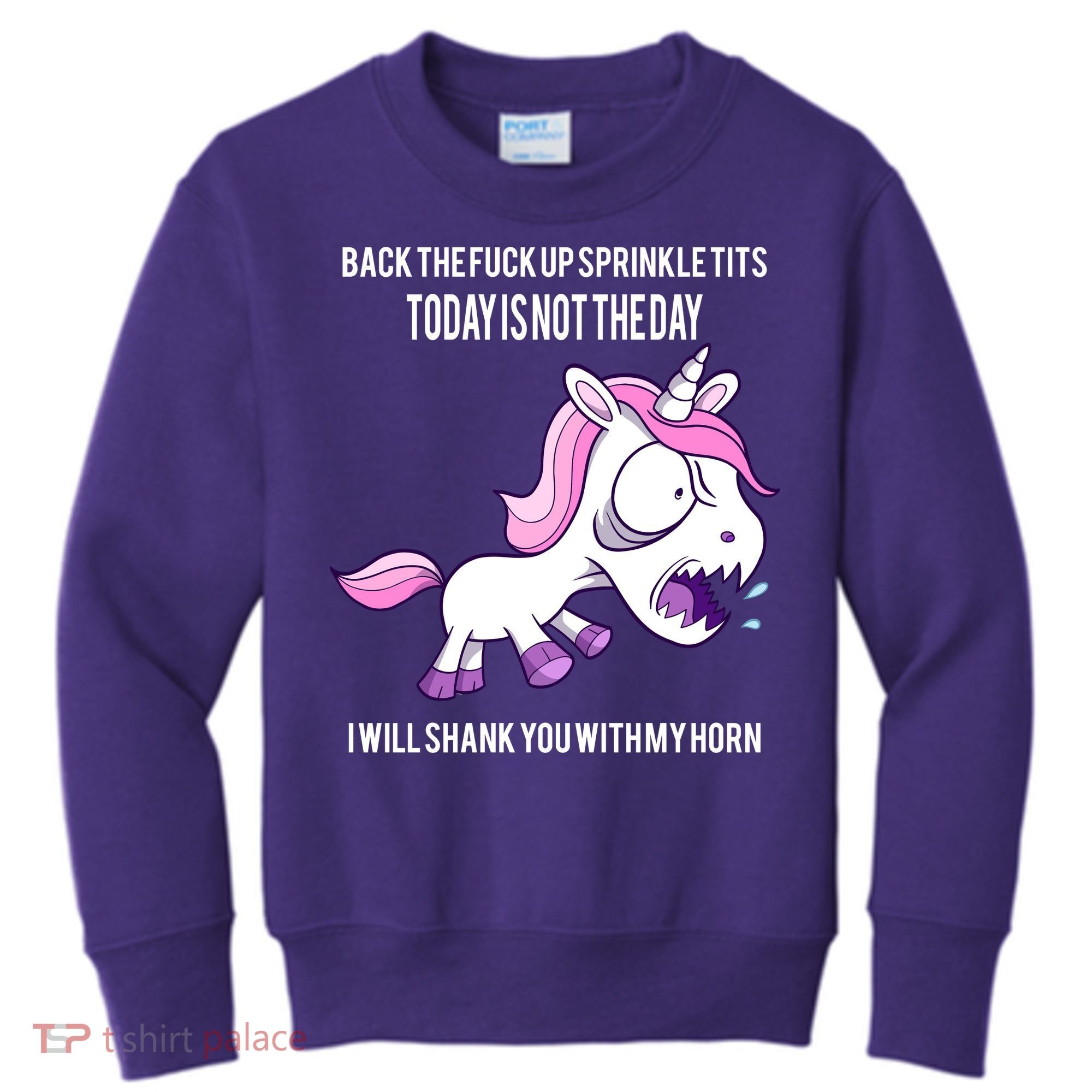 Today Is Not The Day Shank You Unicorn Horn Kids Sweatshirt