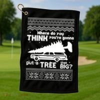 Todd Margo Couples Ugly Christmas Vacation Tree Golf Towel thumb 1