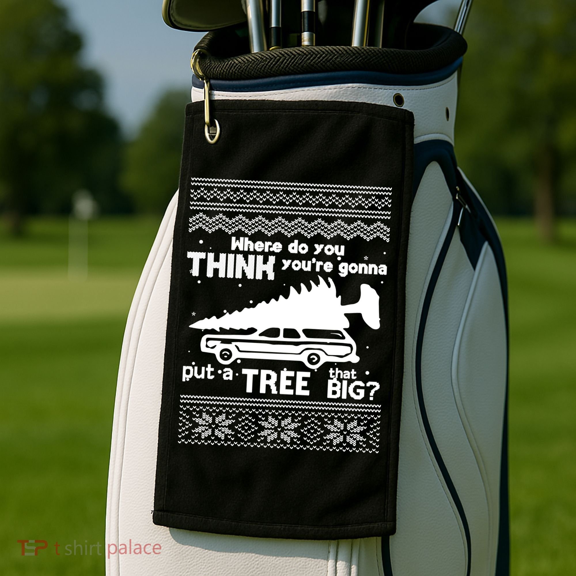 Todd Margo Couples Ugly Christmas Vacation Tree Golf Towel