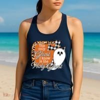 The Only Ghost I Know Is The Holy Ghost Halloween Christian Women's Tank Top thumb 2