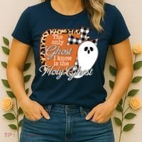 The Only Ghost I Know Is The Holy Ghost Halloween Christian Women's T-Shirt thumb 2