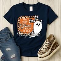 The Only Ghost I Know Is The Holy Ghost Halloween Christian Women's T-Shirt thumb 3