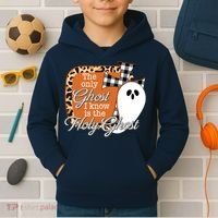 The Only Ghost I Know Is The Holy Ghost Halloween Christian Kids Hoodie thumb 2
